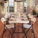 Cosco 6ft Fold-in-Half Blow Molded Folding Table, Indoor/Outdoor, Comfort Handle, Lightweight Plastic Construction - White