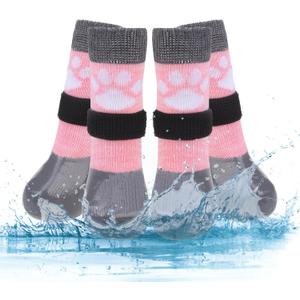 KOOLTAIL Non Slip Dog Socks to Prevent Licking Paws for Hardwood Floors, Dog Boots Shoes for Hot/Cold Pavement with Grippers Traction Control, Waterproof Paw Protector for Small Medium Large Dogs, L