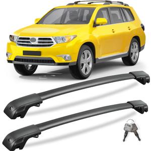 KINGGERI 300lbs Lockable Roof Rack Cross Bars Compatible with Toyota Highlander 2008-2013 with Raised Side Rails, Heavy Duty Aluminum Roof Rails Crossbars Luggage Skiboard Car SUV Accessories