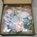 Pre-Made Baby Blue Pink Artificial Flowers for Cakes Decorations Pastel Blush Pink Rose Wedding Cake Toppers Decorating Silk Fake Floral Anniversary Birthday Party Table Arrangements Baby Shower