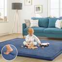 ILPEOD Baby Play Mat for Floor Nursery Rug Muscle Mat Area Rug Playroom Rug 79"x138" Playpen Mat Elastic Foam 1.3" Thick Crawling Mat for Babies,Toddlers, Infants, Kids,Sapphire Blue