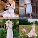 Scarlet Darkness Women's Floral Midi Dress Corset Sundresses 2026 Summer Spring Vacation Milkmaid Dresses White Navy Floral, Size: L