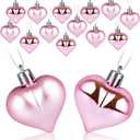 Liitrton 15 PCS Heart Shaped Decorations for Christmas Tree Party Decor Valentine's Day Hanging Ornaments (Pink)