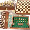 ChessBazar Magnetic Travel Pocket Chess Set - Staunton 7x7 Inch Folding Game Board - Handmade in Fine Rosewood - 2 Players, Age 14+