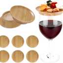 6Pcs Wine Glass Charcuterie Topper, Charcuterie Wine Glass Topper, Bamboo Wine Glass Topper CoastersWine Charcuterie Topper with Party Wine Accessories Housewarming Gifts