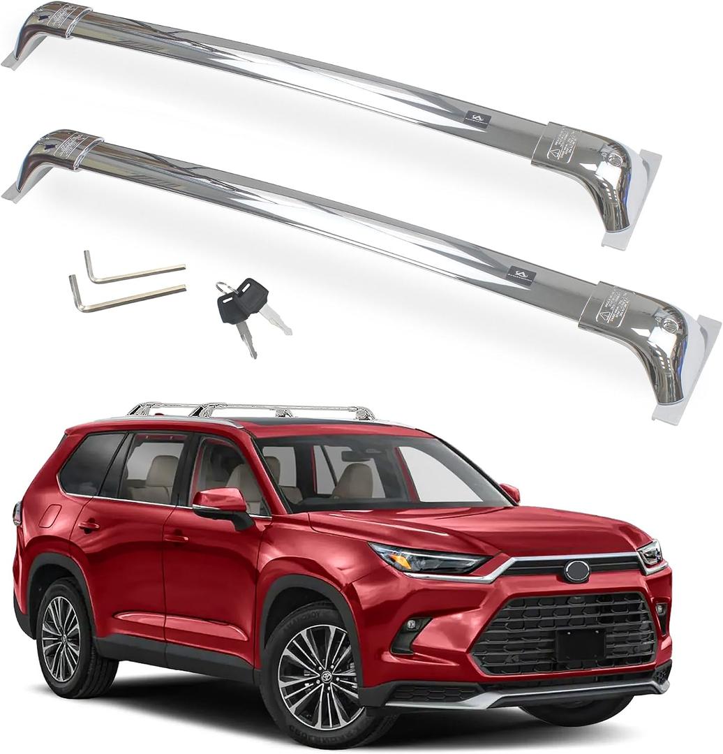 Heavy Duty Chrome Finishing Upgraded Roof Rack Crossbar Compatible for Grand Highlander Lexus TX 2024-2026 All Grades.Max 260lb Loading Weight Metal Lockable Anti -Theft Locking Mechanism