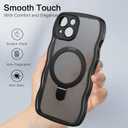 BENTOBEN Magnetic for iPhone 15 Case with Invisible Stand, [Curly Wave Edge] [Compatible with Mag-Safe] Slim Translucent Matte Shockproof Protective Cover Case for iPhone 15 6.1", Black