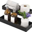 Toilet Tank Tray for Modern Black Bathroom Decor Set of 2 Toilet Tank Topper Paper Storage Decorative Organizer Box Wood Vanity Tray for Counter Decor Dresser Tops 15" x 6" x 2" (Black)