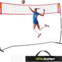12FT Portable Volleyball Net for Backyard - Freestanding Beach Volley Ball Set Height Adjustable with Carry Bag, Outdoor/Indoor Practice Nets Training Equipment for Hitting or Serving Drills