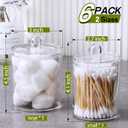 AOZITA 6 Pack Acrylic Qtip Holder Dispenser for Cotton,Swab, Ball, Round Pads, Floss Picks - Clear Plastic Apothecary Jar Set, Bathroom Canister Storage Organization, Vanity Makeup Organizer