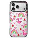 Clear TPU Phone Case Cover for iPhone with Design, Drop Protection, Cute Case for Girl Women (Clear-Rainbow Flamingo, iPhone 17 Pro Max)