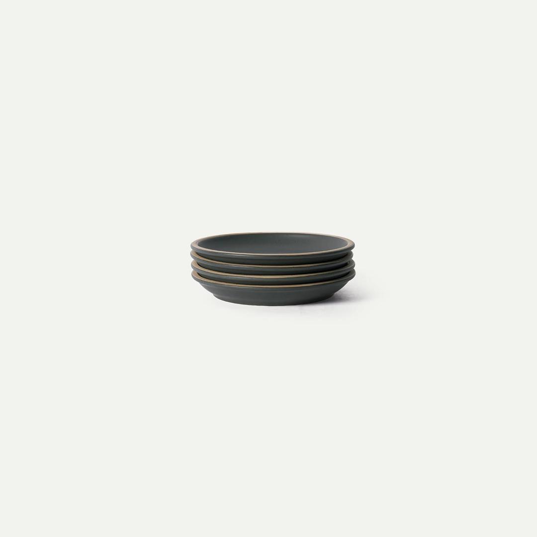 MORA Small Plates Set of 4, 6.5 inch Ceramic Pottery Dessert Plates - Microwave, Oven and Dishwasher Safe - Liquorice