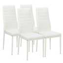 FDW | 5-Piece Dining Table Set | White | Glass Kitchen Table with 4 Upholstered Chairs and Faux Leather Cushions | Space-Saving and Modern Design | for Dining Room, Easy to Assemble