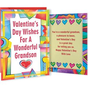 2 x Happy Valentine's Day Card for Grandson, Unique Valentines Day Gifts from Grandma Grandpa, Grandson Valentine Cards