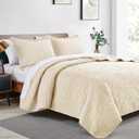 Love's cabin Quilts for Queen Bed Beige Bedspreads Bedding Set - Summer Lightweight Bedspread Comforter - Coin Pattern Bedding Coverlet for All Season - 3 Pieces (1 Quilt, 2 Pillow Shams)