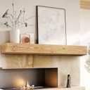 60" Fireplace Mantel, 5'' Thick Handmade Hollow Solid Wood Wall Long Floating Shelf with Invisible Wood Brackets, Wood Color, 60x5x8-hollow