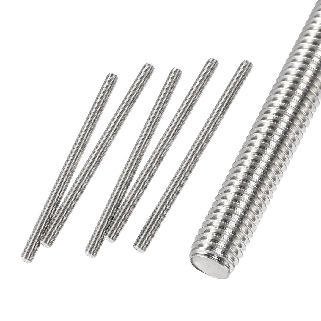 Fully Threaded Rod M12 x 100mm 1.75mm Thread Pitch, 5 Pack 304 Stainless Steel Right Hand Threaded Rods Bar Studs for Furniture Machinery Assembly