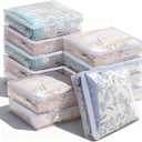 Dimeho 12 Pcs Clear Clothing Organizer Plastic Sweater Storage Bags Zippered Storage Bags with Label Pocket Container for Blankets Linen Sweater Clothes Bed Sheet Pillow (15.7 x 13.8 x 3.9 Inch)