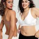 OEAK Womens Deep V Bras Wireless Comfortable Bra Supportive No Underwire Bras Tshirt Push Up Bralettes Plunge Seamless Bra (White, M)