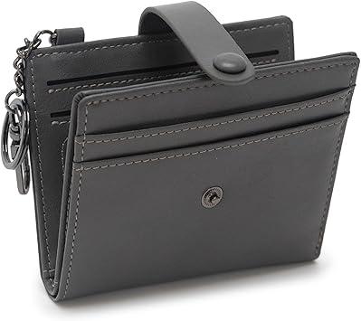 Alldaily Slim Keychain Wallet for Women, RFID Blocking Small Bifold Travel Credit Card Holder (Grey)