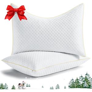 Pillows Standard Size Set of 2 for Neck and Shoulder Pain Relief, Adjustable Memory Foam Side Sleeper Standard Size Pillow, Cooling Curved Standard Pillows with Washable Cover (Standard (Pack of 2), White)
