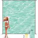 WIWIGO Beach Blanket Sandproof Extra Large Beach Mat Adults Waterproof Quick Drying Sand Free Mat Made by Premium Polyester with 4 Stakes & 4 Corner Pockets for Outdoor Travel Camping Hiking