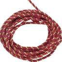 MECCANIXITY Twisted Cord Trim, 5 Yard 5mm 3-Ply Twine Braided Rope Shiny Thread String for Craft Gift Bag Curtain Christmas Decor, Burgundy & Gold - 5m