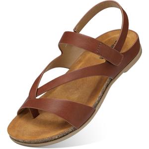 SHIBEVER Flat Sandals for Women Dressy: Thong Straps Arch Support Summer Flat - Comfortable Casual Non Slip Walking Sandals 36