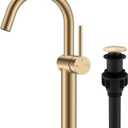 KENES Champagne Bronze Vessel Sink Faucet, Single Handle Gold Tall Bathroom Faucet Single Hole, Bathroom Vanity Faucet with Pop Up Drain and Supply Lines, KE-9005C-CB