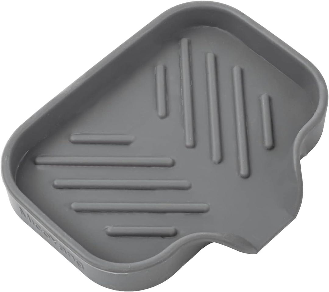 Silicone Bathroom Soap Dishes with Drain Spout-Bathroom and Kitchen Sink Organizer,Sponge Holder,Dish Soap Tray,Perfect for Dispenser,Scrubber,Bottle,Cup on Sink or Counter-Grey 4.9"3.2"
