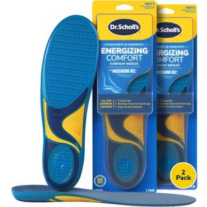 Dr. Scholls Energizing Comfort Mens Everyday Insoles with Massaging Gel - Clinically Proven, All-Day Energy and Comfort Inserts, Patented Triple Gel Design, Shock Absorbing, Arch Support: 2 Pairs