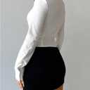 SOLY HUX Women's Button Down Ruched Blouse Long Sleeve Shirts Slim Fit Aesthetic Tops (White, XL)