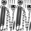 Screen Door Chain for Door Spring - 2 Pack Storm Door Chain Spring for Wind Safety Storm Door Closer Stop Front Screen Door Security Prevent Opening Damage, Heavy Duty Hardware Door Stopper Chain, Black