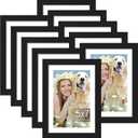 decorUhome 5x7 Picture Frame Set of 10, Display Photos 4x6 with Mat or 5x7 Unmatted for Picture Frames Collage Wall Decor, Black