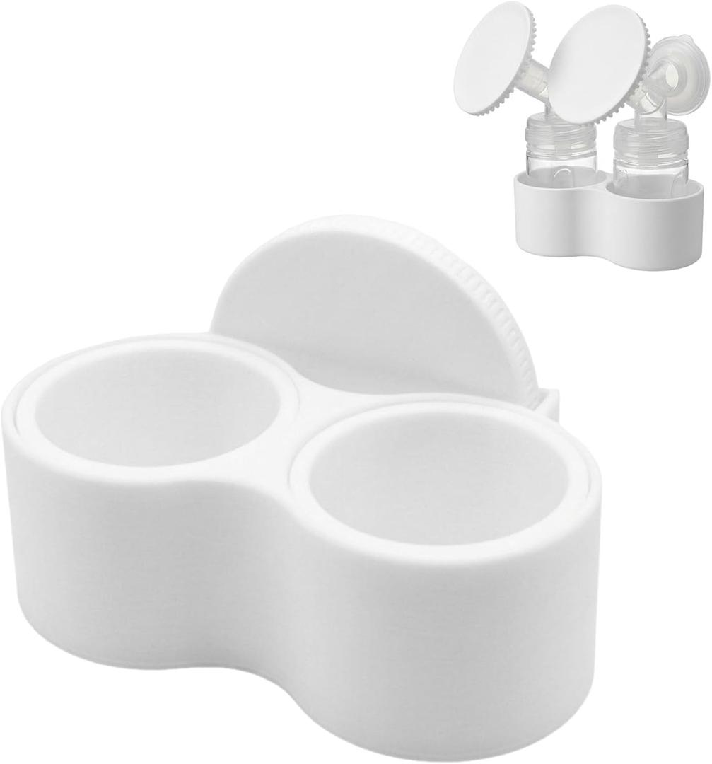 83mm Flange Cover and Bottle Holder Compatible with Spectra, Anti-Tip Breast Pump Refrigerator Storage Stand and 2 Pack Reusable Caps, Breast Pump Storage Accessories