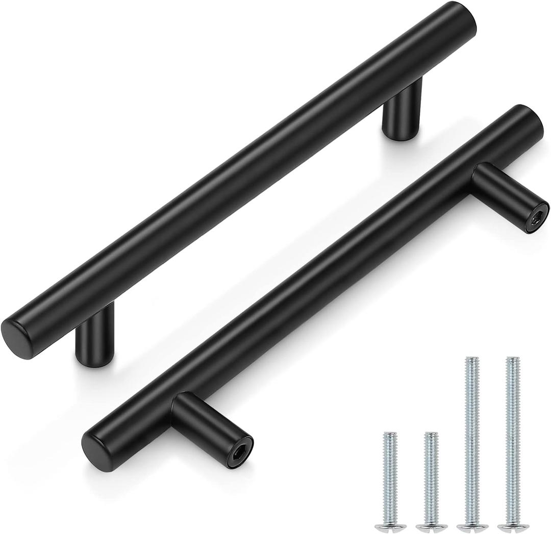 Probrico (5 Pack 5 Inch Hole Centers Flat Black Modern Cabinet Hardware Cupboard Pull Kitchen Cabinet T Bar Handle Dresser Pulls Stainless Steel Cabinet Hardware, 7-1/2 Total Length Probrico (5 Pack 5 Inch Hole Centers Flat Black Modern Cabinet Hardware Cupboard Pull Kitchen Cabinet T Bar Handle Dresser Pulls Stainless Steel Cabinet Hardware, 7-1/2 Total Length