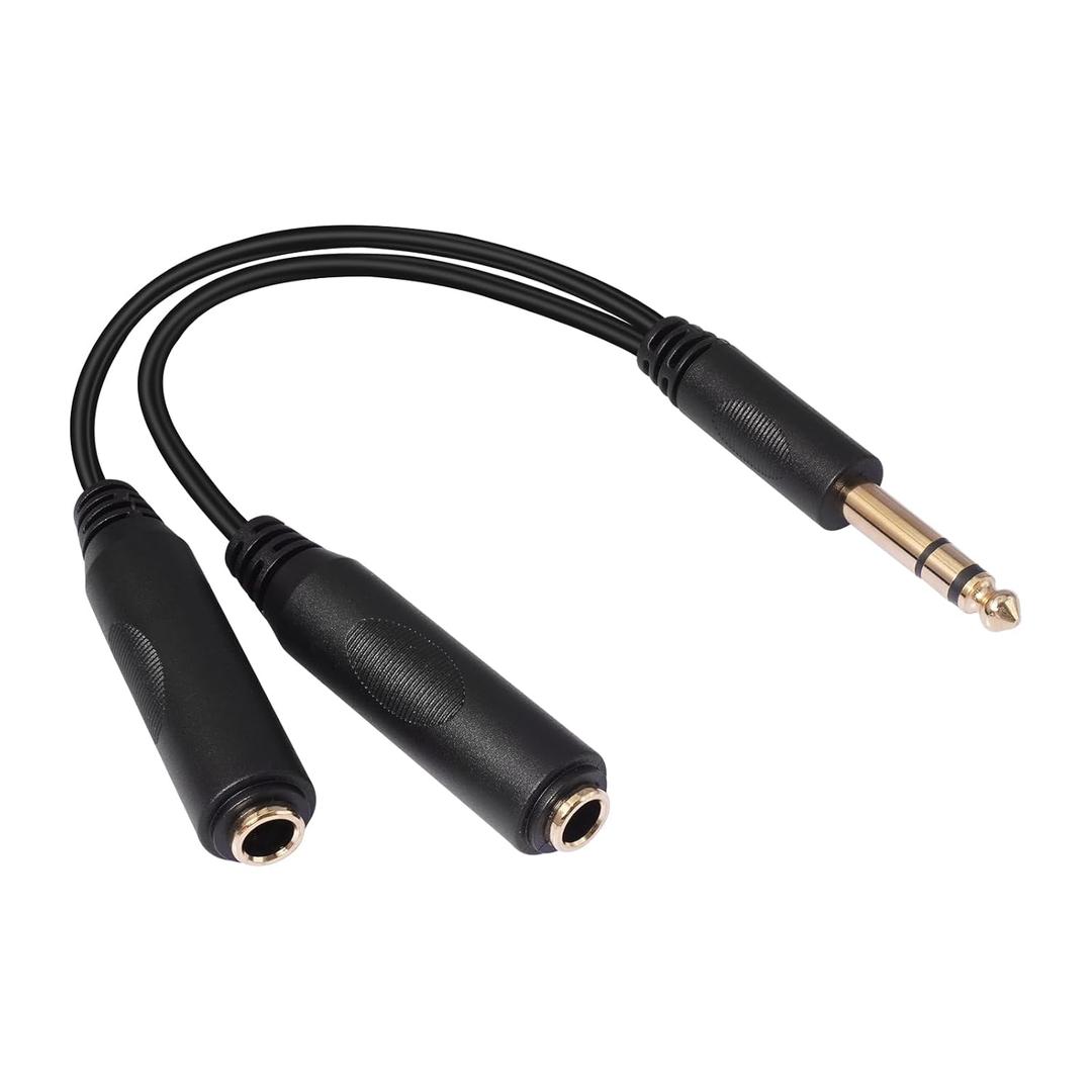 SiYear 6.35mm 1/4 inch Male Plug Stereo to 2 Dual 1/4 "TRS Female Jack Connector Audio Speaker Cable, Y Splitter Adapter Cable (20CM / 8Inch)
