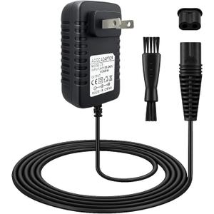 Replacement Charger Compatible with Braun Shaver Series 9 8 7 6 5 3 1, 12V 400mA Power Cord for Braun Electric Razor S3 S5 S7 S9 3040s 340s 370 9385cc 9290cc 9095cc, 5ft Cable+ Cleaning Brush