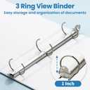 SUNEE White Binders 1 Inch 36 Pack Bulk, Clear View 3 Ring Binders PVC-Free (Fit 8.5x11 Inches) for School or Office Supplies