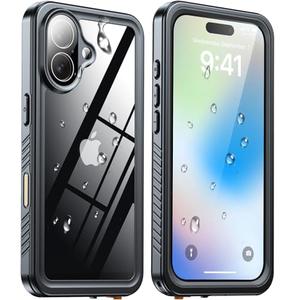 ANTSHARE for iPhone 17 Case, IP68 Waterproof Shockproof Case, [Built-in Screen Protector] - 12 FT Military Dropproof - Full Body Heavy Duty Rugged Phone Cover 6.3 inches - Black/Clear