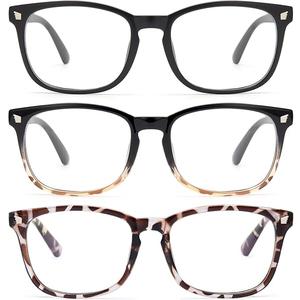 Gaoye Stylish Blue Light Glasses for Woman - Computer Glasses 99% Blue Light Blocking - Lightweight TR90 Frames - 3 pack (A5-matte Black+leopard+black Tortoise)