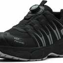 Steel Toe Shoes for Men Women, Comfortable Breathable Safety Sneakers, Lightweight Wide Work Shoes with Durable Soft Sole (9.5 Women/8 Men, Black&gray)