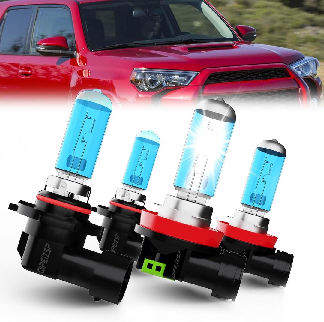 Headlights For Toyota 4Runner 2006-2010 2011 2012 2013 2014 2015 2016 2017 2018 2019 2020 2021,9005/H10/HB3 High Low Beam + H11/H8/H9 Low Beam,Super Bright 6000K White,Plug And Play,Pack of 4