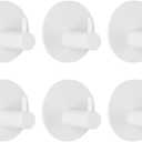 6 Packs Bathroom Towel Hooks, Adhesive Hooks Heavy Duty Wall Hook, Waterproof Stainless Steel Towel Hanger Robe Hat Coat Holder, Wall Mount Hooks for Bathroom,Bedroom,Kitchen (White-Round)