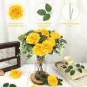 MACTING Artificial Yellow Flowers 30PCS Real Touch Fake Flowers Soft Foam Roses with Stem for Floral Arrangement DIY Table Centerpieces Wedding Bouquet Party Holiday Summer Mothers Day Decor