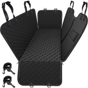 Mancro Dog Hammock for Car, 2025 Upgraded 600D Heavy Duty Waterproof & Scratch-Resistant Dog Car Seat Cover, Back Seat Pet Cover for Dogs with Sedan, Trucks and SUVs, Standard, All Black