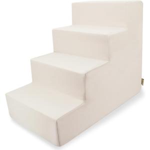 Best Pet Supplies Dog Stairs & Steps - Foam Steps for Small Dogs & Cats, Non-Slip Indoor Balanced Pet Step Support, Dog Ramp, No Assembly, Ivory, 4-Step (18-inch Height)