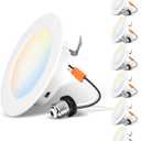 LVWIT LED Recessed Light 4inch, Can Lighting Color Selectable 2700/3000/4000/5000/6000K 5CCT, 7W(85W Equivalent) Dimmable Downlight with E26 Conversion Kit, Retro Fit Ceiling Light Fixtures, 6 Pack (4in-6pack, White)