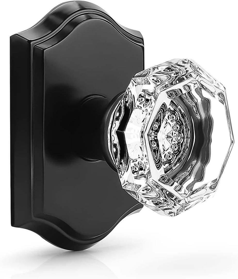 Orger Crystal Interior Half-Dummy Door Knob for Cloakroom/French Door, Individual Non-Turning Decorative Inactive Knob for Single Side, 1 Pack Black Vintage Dummy Door Knob