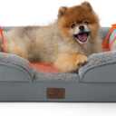 Bedsure Self Warming Orthopedic Dogs Bed for Small Dogs - Washable Small Dog Bed Waterproof, Comfort Pet Couch with Removable Cover, Pets Sofa with Nonskid Bottom, Grey, Non-Electric (24"L x 18"W x 6"Th)